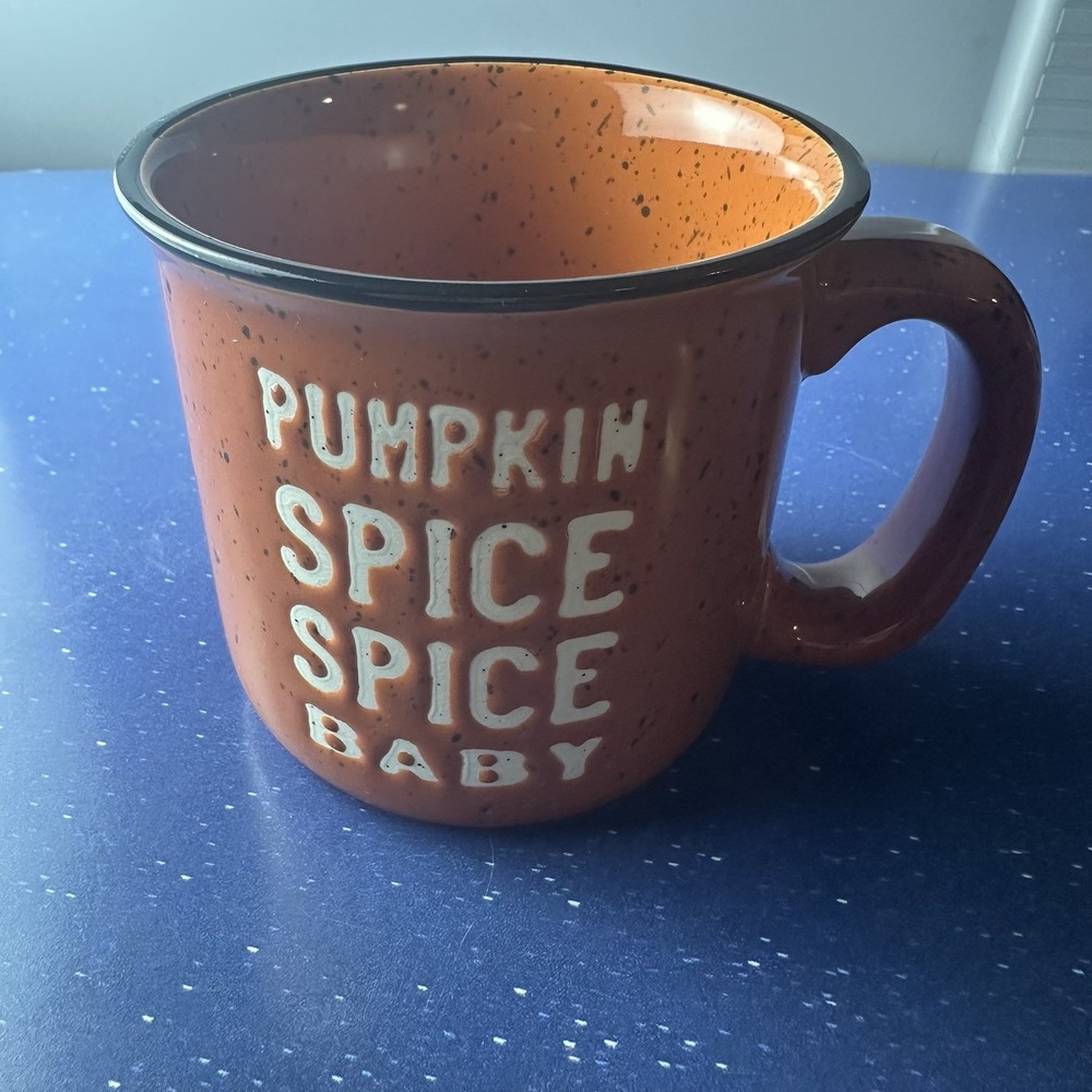 Pumpkin SPICE SPICE Baby Vanilla Ice Farmhouse Fall Orange Mug Large Speckled